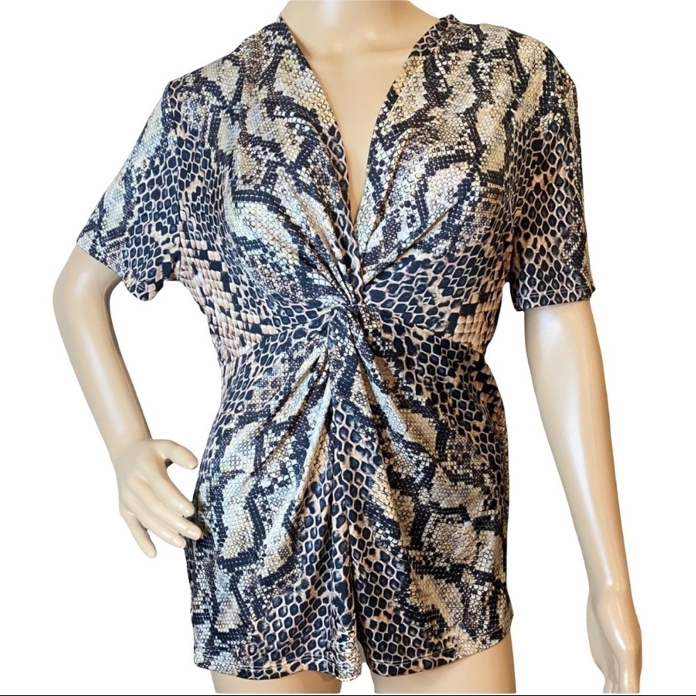 Elie Tahari Twist Knot Knit‎ Python Print Women top Size 6 (s)